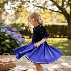 Vintage Little Girls Dress Party Dance Purple Velvet Floral Size 10 USA ILGWU